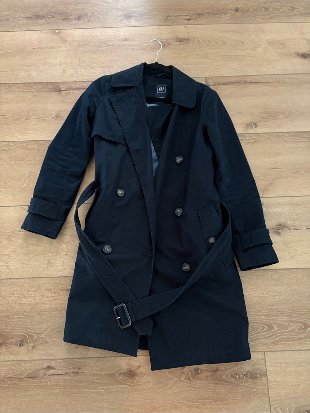 GAP Navy Double-Breasted Trench Coat with Belt